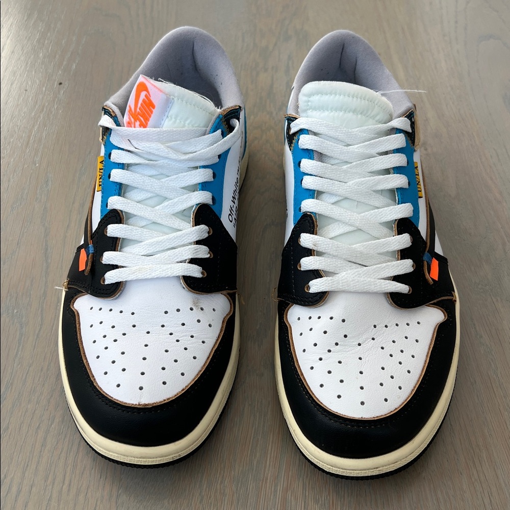 Men’s Nike Off-White Air Jordan with Black and Blue Accents Size 10